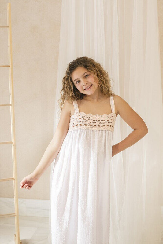 Camisón crochet rosa
